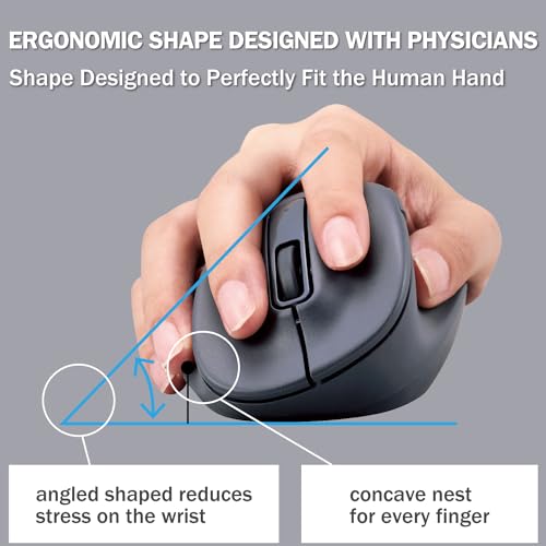 ELECOM Wireless Ergonomic Shape Mouse, 2.4GHz with Mini USB Receiver, Silent Click, Right Hand 2000DPI, 5 Buttons, Optocal Sensor, Compatible with PC, Mac, Laptop, EX-G, Msize Black (M-XGM30DBSKBK) - size: Medium