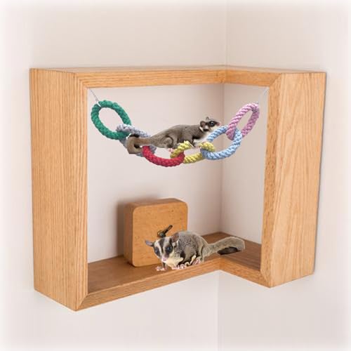 Sugar Glider Hanging Six-Ring Swing Toys And Climbing Rope Cage Accessories For Sugar Glider, Ferret, Hamster, Squirrel, Chinchilla, Parrots Exercising