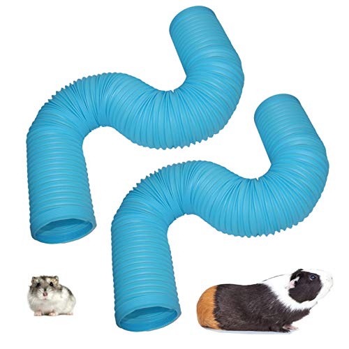 PINVNBY Hamster Fun Tunnels Pet Mouse Plastic Tube Toys Small Animal Foldable Exercising Training Hideout Tunnels for Guinea Pigs,Gerbils,Rats,Mice,Ferrets and Other Small Animals(2 PCS Blue) - color: 【Blue】