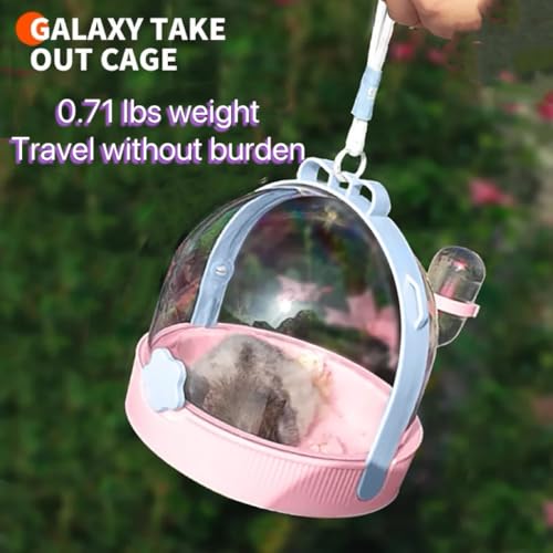 TUTU&LELE Travel Cage for Dwarf Hamster Mice Small Pets Hand Crossbody Carrier with Warm Plush Pad & Water Bottle (Blue) - color: Blue