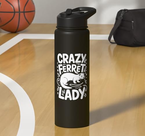 Crazy Ferret Owner Women Ferrets Stainless Steel Insulated Water Bottle - color: Black