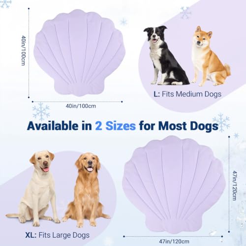 Q-Max>0.5 Dog Cooling Mat (Cool&Warm) 40''×40'', L, Shell Purple | Double-Sided Self-Cooling Mat for Dog, Pet Cool Pads for Summer, Crate, Kennel, Machine Washable, Cat Cool Bed, Non-Gel - color: Shell-Macaron Purple, size: L