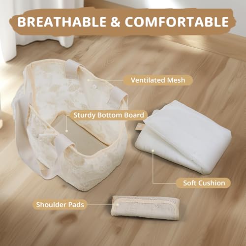 ONECUTE Dog Carrier for Small Dogs Rabbit cat with Lace Design, Cotton Bag, Dog Carrier Soft Sided, Collapsible Travel Puppy Carrier (Beige, 9.4" L x 5.9" W x 9.4" H) - color: Beige Lace, size: 9.4" L x 5.9" W x 9.4" H