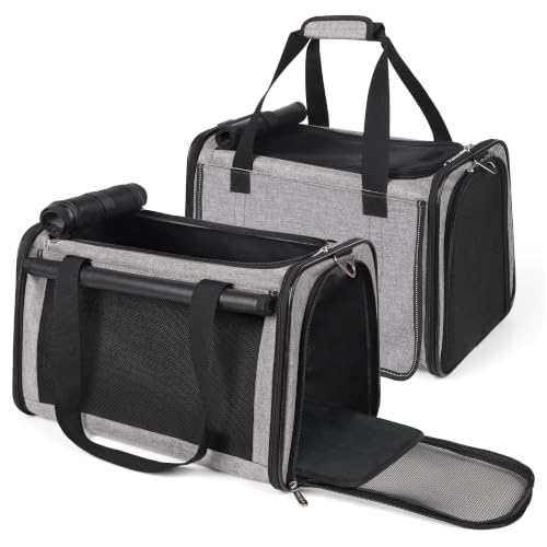 YUDODO 2 Packs 25 lbs Soft Sided Pet Carrier for Large Cat & Small Dog | Airline Approved, Lightproof Breathable Design, Side Pockets, Durable Mesh, Foldable and Portable, Grey*2 - color: Grey*2