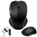 Bluetooth Ergonomic Mouse for MacBook & iPad, Built-In Jiggler, Black | Bluetooth 5.2/3.0 + 2.4G USB-C/USB-A, Silent Rechargeable Mice For Home Office, Study, Laptop, PC, Work, Travel, Students - color: Black