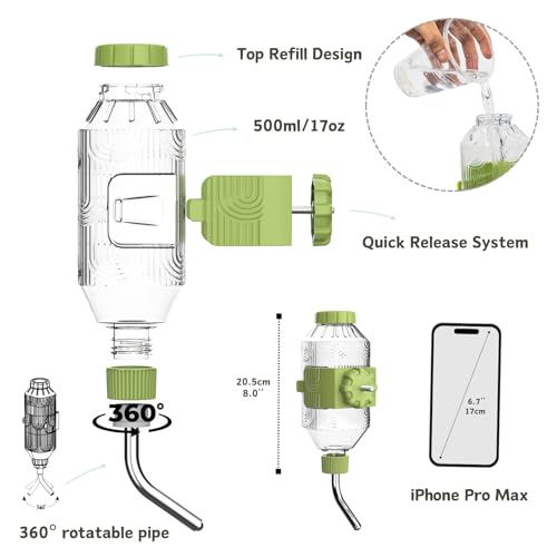 Pet Water Bottle [L17, 17oz] Hanging Dog Water Dispenser Kennel Plastic Drinker Kettle Feeder BPA Free Cage Crate Hutch Puppy Cat Rabbit (Large Rabbits-Cats-Small & Medium Dogs) - size: 17oz (Large Rabbits-Cats-Small & Medium Dogs)