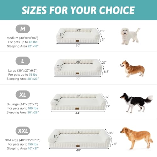 COZY KISS Ultra Soft Faux Rabbit Fur Dog Bed for Small Dogs – 30"x20" Orthopedic Foam Couch, Removable Washable Cover & Waterproof Lining, Cream