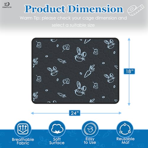 4-Pack Guinea Pig Cage Liner Washable, 18in x 24in Ultra-Absorbent Guinea Pig Bedding for Cage Non-Slip Leak-Proof Pee Pads for Dogs Rabbit Bunny Cat Litter Mat, Navy - color: Navy, size: 18" x 24", 4pcs