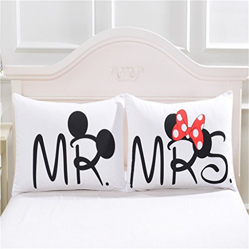 Microfiber Reversible Mickey Mouse Mr/Mrs Couples Duvet Cover 2PCS Bedding Set with Zipper Closure - Ultra Soft Lightweight and Easy Care, Twin - color: White2, size: Twin