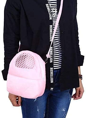Litewoo Sugar Glider Carrier Travel Bag, Breathable Portable Pouch (Pink) | 8.7x10.6in, adjustable shoulder strap, cross-body carry, warm plush, breathable mesh top, for small animal/hamster/guinea pig - color: pink