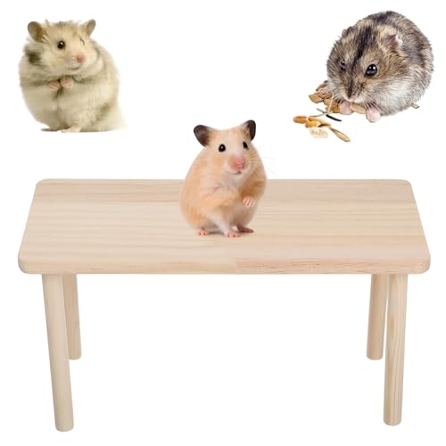 Wooden Hamster Platform, Natural Wooden Hamster Play Platform Waterproof Standing Surface 5.5'' Height Small Animal Resting Area Cage Accessory for Hamsters Squirrel Other Small Pets