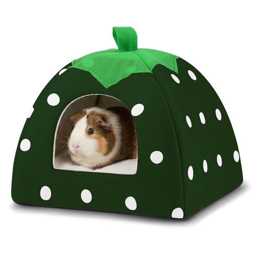 Guinea Pig Bed Rabbit Hideout Warm Fleece Cuddle Cup Washable Sleeping House for Small Animals Pet/Ferret/Chinchilla/Bunny (Drak Green) - color: Drak Green