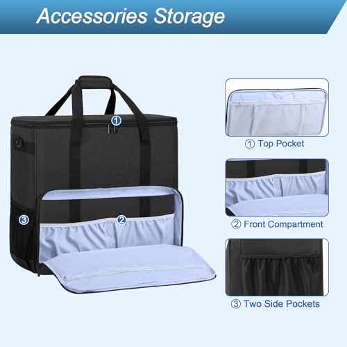 PC Carrying Case, Desktop Travel Bag for Full Computer Tower, Black | Computer Desktop Tower Case with Shoulder Straps Fit ATX/M-ATX Motherboards, Keyboard, Mouse, Cables & Earphones - color: Black