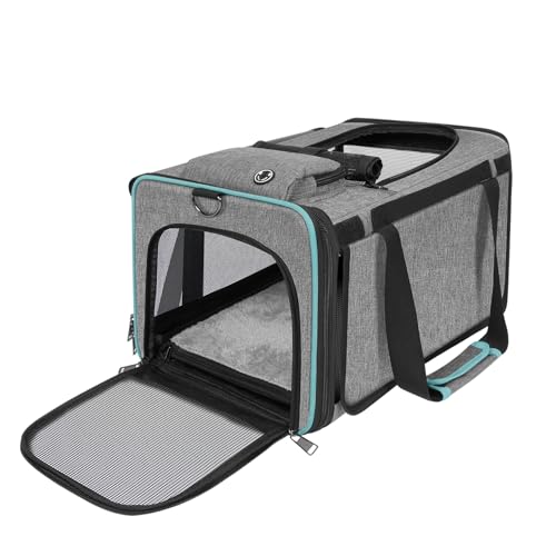 GAPZER Cat Carrier American, United, Delta Airline Approved Soft Travel Bag | Pet Airplane Crate Medium Cat 15 lbs Privacy Curtatin, Small Dog Crate Under 10 Pound TSA Approved Softsided Carry Cage Cabin - size: 17"x11"x11"