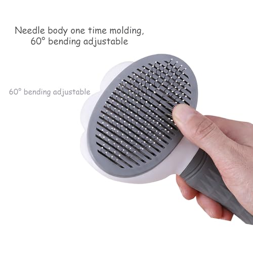 Cat Brush for Shedding, Self Cleaning Slicker Brush for Long Haired Cats, Deshedding Grooming Tool for Indoor Cats with Easy Release Button System (Blue)