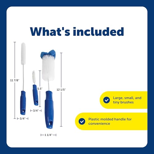 PetSafe Drinkwell Dog and Cat Water Fountain Cleaning Kit, 3 Brushes, Blue, 1 3/8', 1 5/8', 2' brushes (535855) | 3-Brush Set, Plastic-Wrapped Steel Shafts Resist Rust, Flared Sponge Tip for Deep Cleaning, Fits All Drinkwell Fountains