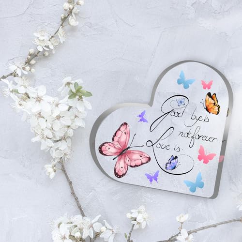 Sympathy Memorial Gifts for Loss Loved One Bereavement Remembrance Paperweight Keepsake for Loss of Mom Dad Condolence Memorial Table Home Butterfly Decorations - color: Goodbye not forever