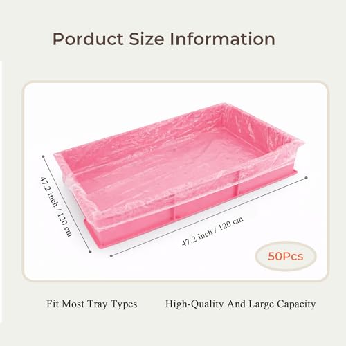 50 Disposable Cage Tray Liner Bags for Small Animals & Birds | Pull-Over Tray Fit | Durable Mess Hold | Quick Disposal | Less Cleaning Burden | Small Pet & Bird Cages - size: L(47.2 x 47.2'')