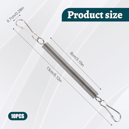 10 Pcs Extension Spring with 2 Clips for Rabbit Water Bottles Metal Wire Cage Accessories for Small Animal Water Bottles, Rabbit/Hamster/Guinea Pig Dispenser Holder, Drinking Supplies (3.1 inch/8 cm)