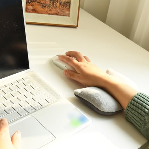 Large Mouse Wrist Rest Bean Bag, Ergonomic Mouse Support Pad Filled Ergo Beads for Computer, Laptop, PC Gaming (Gray) - color: Gray