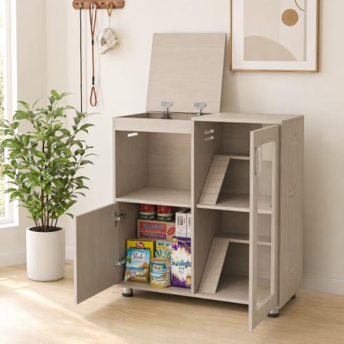 Guinea Pig Cages, Hamster Cage Wood with Independent Storage Cabinet, House for Rat Chinchilla with Guinea Pig Hutch and Bridge, Openable Top with Acrylic Sheets (Beige) - color: Beige