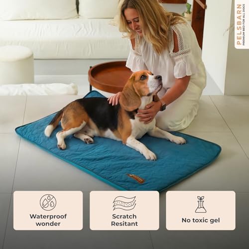 Dog Cooling Mat, Ice Silk Self-Cooling Pad, Deep Blue, M - color: Deep Blue, size: Medium