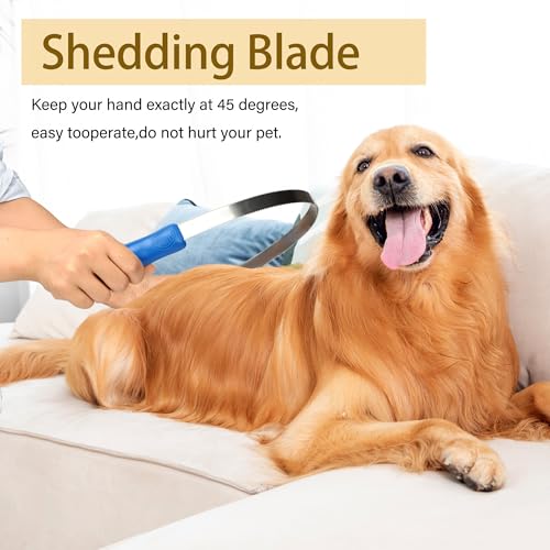Dual-Sided Shedding Blade Dog Hair Brush - Stainless Steel Grooming Tool for Horses, Cattle, Sheep with Comfort Grip - Fine & Coarse Teeth for Long and Short Hair（2 Pcs）