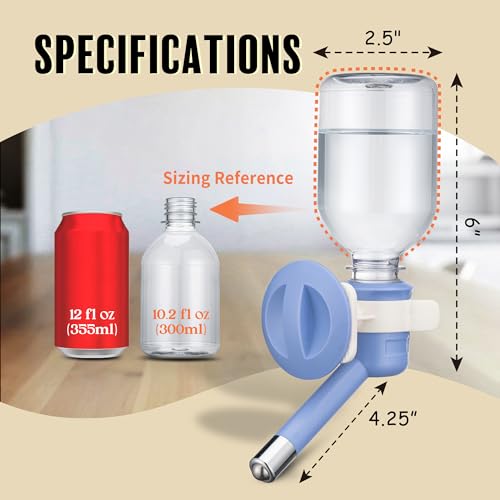 Choco Nose Patented No-Drip Dog Water Bottle/Feeder for Dogs/Cats and Other Small-Medium Sized Animals - for Cages, Crates or Wall Mount. 10.2 Oz. Mess Free Leak-Proof Nozzle 16mm, Blue (C590) - color: C590 Blue