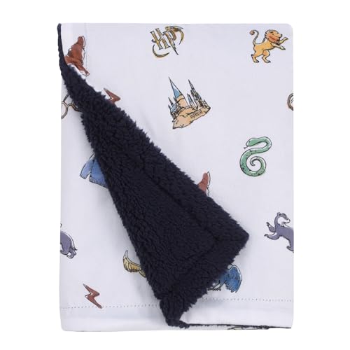 Warner Brothers Harry Potter Welcome Little Wizard Navy, Burgundy, Blue, and White Super Soft Baby Blanket - color: Harry Potter - Welcome Little Wizard
