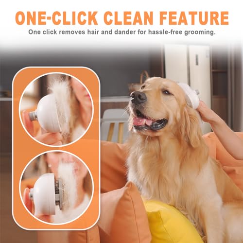 Cat Steam Brush for Cats & Dogs,3-in-1 Self Cleaning Pet Grooming Brush with One-Click Hair Release Button, Anti-Static Deshedding & Detangling Cat Hair Brush, Stainless Steel Bristles,Long/Short Hair