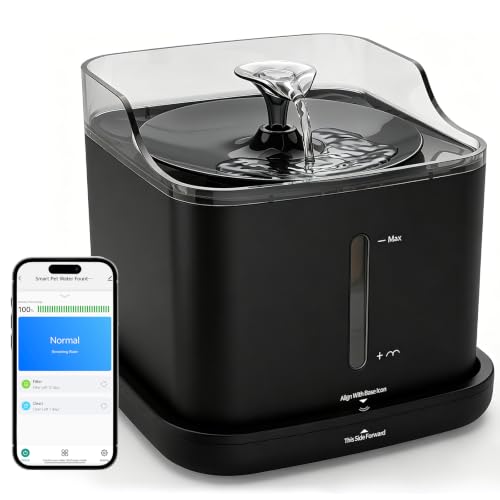 Cat Water Fountain, 2.2L Automatic Pet Water Fountain for Cats and Small Dogs, 2.4GHz WiFi App Control, Rechargeable Motion Sensor, 3 Water Modes, Detachable Tank, Black - color: BLACK