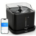 Cat Water Fountain, 2.2L Automatic Pet Water Fountain for Cats and Small Dogs, 2.4GHz WiFi App Control, Rechargeable Motion Sensor, 3 Water Modes, Detachable Tank, Black - color: BLACK