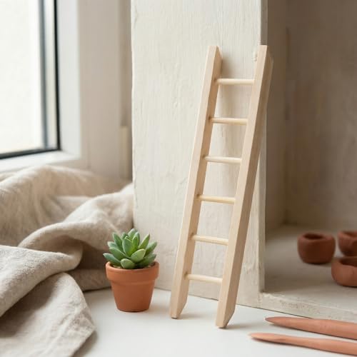 2pcs Mini Wooden Ladder Pet Toy Bridge Climbing Toy Dollhouse Furniture - Ideal for Dollhouses, Miniature Decor & Small Pets Animals Like Hamsters