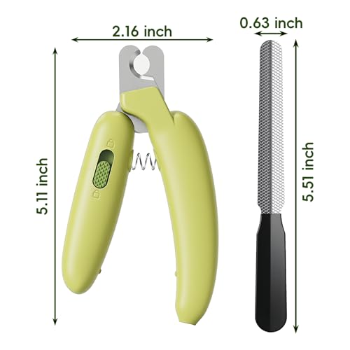 Dog Nail Clippers,Dog Nail Trimmers for Small Medium Dogs and Cats - Professional Grooming Tool with Safety Lock, Sharp Stainless Steel Blade Prevents Splitting，Includes Nail File (Green-mini) - size: Green-mini