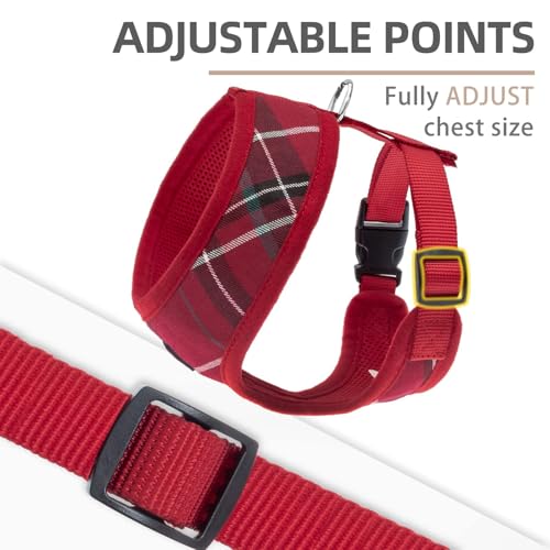 PUPTECK Soft Mesh Dog Harness and Leash Set Pet Puppy Cat Comfort Padded Vest No Pull Harnesses, Red, S - color: Red, size: S (NECK: 12", CHEST: 14"-18")