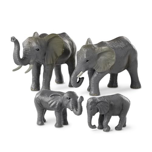 Terra by Battat African Elephant Animal Toys Family, 4 Figurines, Animals | 4 realistic plastic safari animal figures with 2 adult African elephants and 2 calves for pretend play, collecting, 3+ Years - style: African Elephant Family