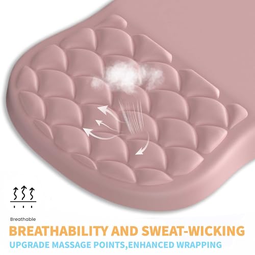 Ergonomic Mouse Pad Wrist Support with Massage Design,Classic Pink Wrist Pain Relief Mousepad with Memory Foam,Non-Slip PU Base - color: A-04