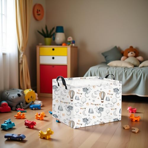 Rectangular Baby Kids Storage Basket for Home Kitchen Girls Cute Storage Bin Organizer Shelf Book Room Decor(Flying Dinosaur) - color: Flying Dinosaur