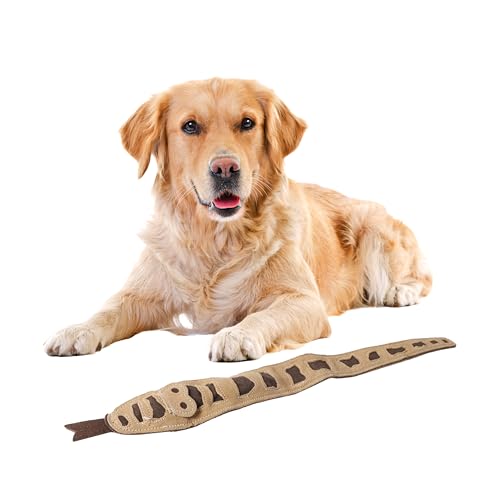 SPOT Skinneeez Leather Snake – 36" Stuffing-Free Dog Toy with Real Leather & 5 Squeakers, Tug Toy for Light to Moderate Chewers, Ideal for Large & XL Dogs - size: 36 Inch