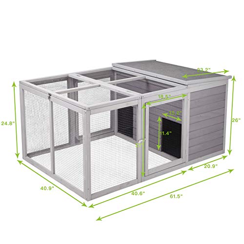 GUTINNEEN Rabbit Hutch Indoor, Bunny Cage Outdoor, Small Animal House with Large Run