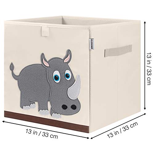 13 Inch Animal Cube Storage Bins, Foldable Fabric Kids Toy Box & Toy Chest | Kids Storage Cubes, Toy Storage Organizer Basket for Toddlers, Boys and Girls, Playroom and Nursery (Rhino) - color: Rhino