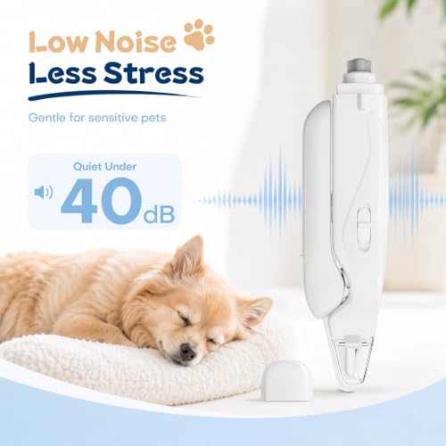 Dog Nail Clippers with Light and Dog Nail Grinder Quiet, Dog Nail Trimmers | 2-in-1 Dog Nail Grinder with Guard,Cat Nail Clipper Trimmer,Silent Professional Pet Nail File Grooming Tool