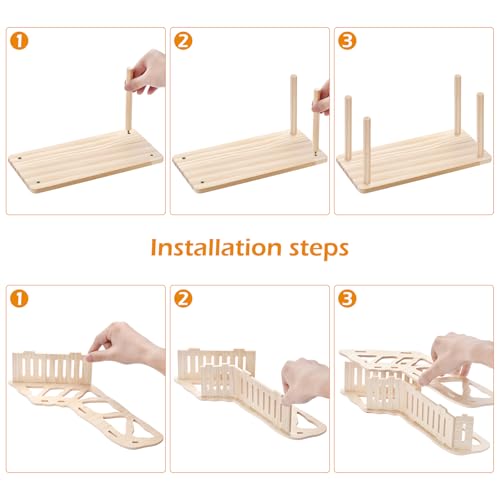 (2-piece Set) Hamster Game Wooden Platform, Tunnel Ladder Hidden Area Platform with Wooden Support Columns, Toy cage Accessories for Hamster Squirrels and Other Small Pets