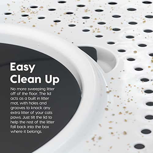 IRIS USA Large Top Entry Cat Litter Box, Hooded Privacy, Gray/White | Multi-Cat Households, Dog Proof Pan, Protected Interior, Enclosed Top Access, Reduced Tracking, Odor Trapping - color: Gray w/ Scoop