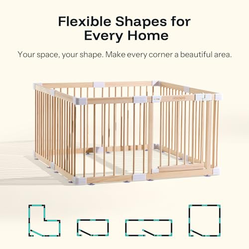 HARPPA Grovi Playpen, GREENGUARD Gold Certified – 43.3 x 43.3 inch | New Zealand Pine Wood - size: 43.3 x 43.3 x 24 Inch