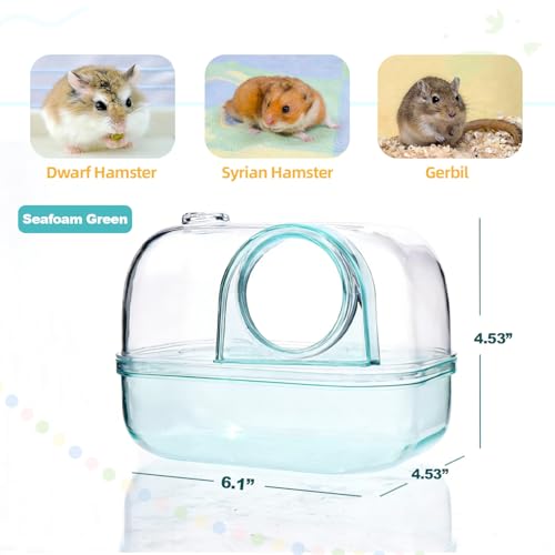 Hamster Sand Bath Box, Polaroid-Inspired Acrylic Hamster Bathroom & Dig Box forSyrian Hamster & Dwarf Hamsters, Large Capacity Substrate Container with Cleaning Shovel(Green) - color: green