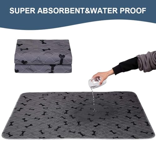 Washable Dog Pee Pads with Free Grooming Gloves,Non Slip Dog Mats with Great Urine Absorption,Reusable Puppy Pee Pads for Whelping,Potty,Training,Playpen - size: 48x72 Inch (Pack of 1)