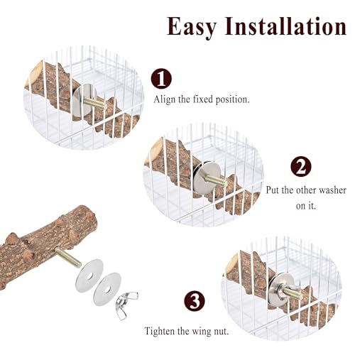 Bird Ladder Perch for Cage Natural Wood Bird Parrot Perch Stand Chewing Toy | Parrot Perch Bridge Climbing Cage Accessories for Small Medium Animal