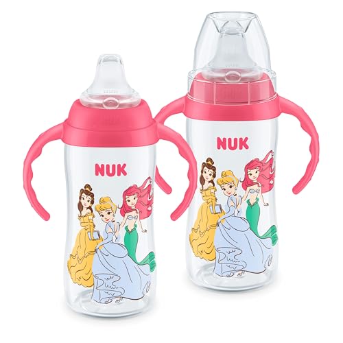 NUK First Choice Disney Princess Large Learner Cup 2.0, 10 oz. Sippy Cup with Handles, Spill Proof, Leak Proof Soft Straw Cup, 2 pack - color: Disney Princess 2.0