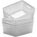 Eslite Plastic Storage Baskets for Organizing,11"X8.5"X4.7",Pack of 4 (White) - color: White